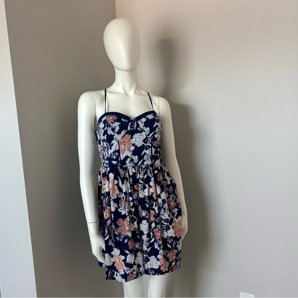Band of Gypsies Navy and Pink Patterned Dress